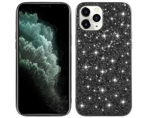 Protectie Spate Lemontti Glitter Powder EDA00685303E pentru Apple iPhone 12 Pro Max (Transparent/Negru)