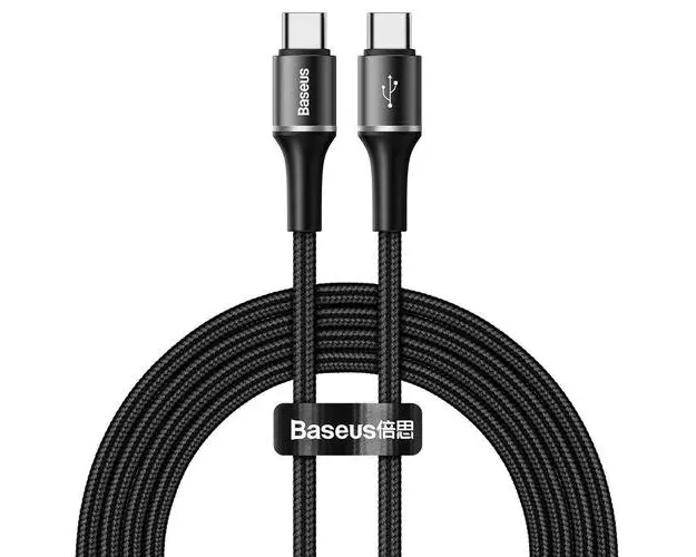 Cablu de date Baseus Halo Data CATGH-J01, USB Type-C - USB Type-C, 1 m, 3 A, PD 2.0, 60 W (Negru)