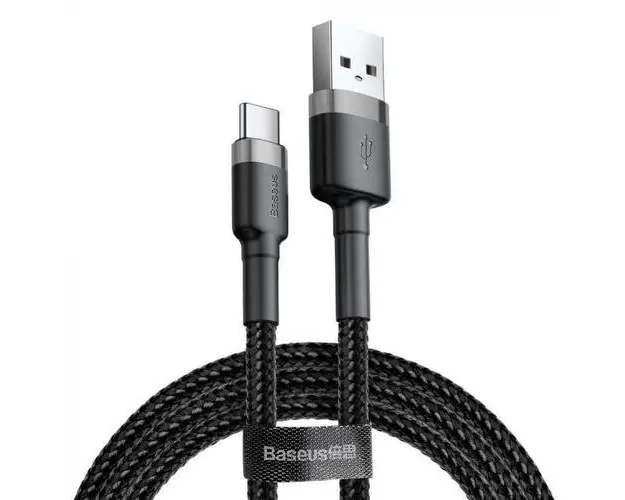 Cablu de date Baseus Cafule Series CATKLF-UG1, USB Type-C , 3 m, 2 A, 480 Mbps (Negru/Gri)
