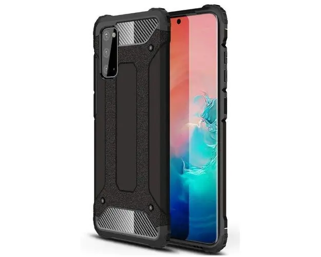 Protectie Spate Antisoc Lemontti Hybrid Armor LEMHACS20N pentru Samsung Galaxy S20 (Negru)