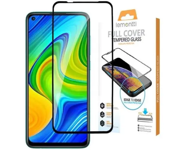 Folie Protectie Sticla Securizata Lemontti LEMFSFFXRN9N pentru Xiaomi Redmi 9 (Transparent/Negru)