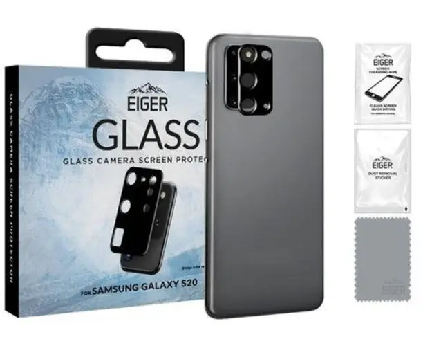 Folie Protectie Sticla Eiger Camera 2.5D Glass EGSP00603 pentru Samsung Galaxy S20 (Negru)
