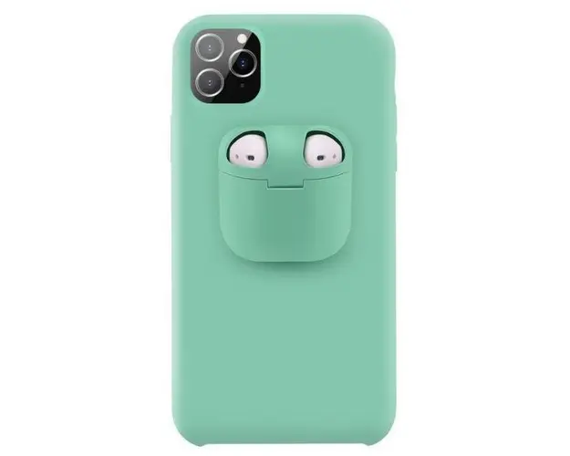 Protectie spate Lemontti Liquid Silicone EDA00159402H cu Apple AirPods Case pentru iPhone 11 Pro (Verde deschis)