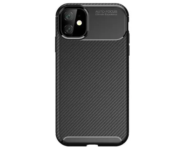 Protectie spate Lemontti Carbon Fiber Texture Shockproof SYA00311601A pentru iPhone 11 Pro Max (Negru)