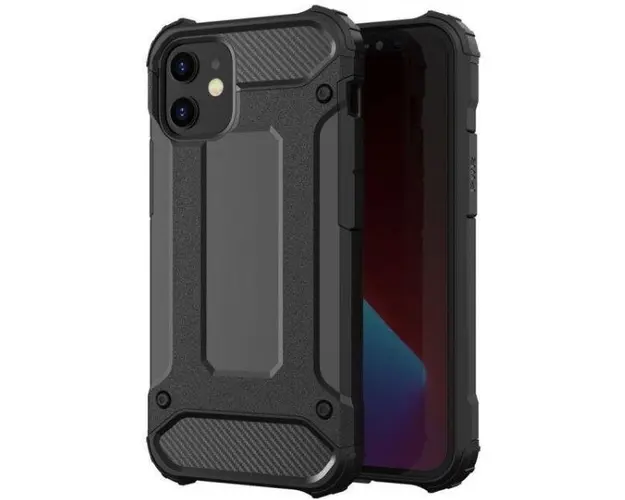 Protectie spate Lemontti Hybrid Armor LEMHACIXIIMN pentru iPhone 12 Mini (Negru)