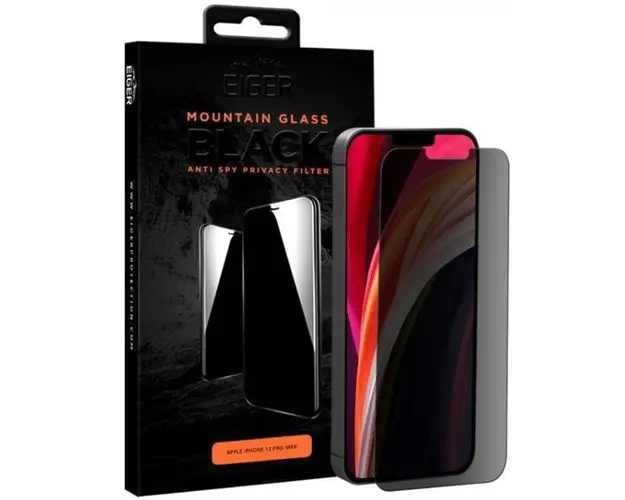 Folie Protectie Sticla Eiger 2.5D EGMSP00146 pentru iPhone 12 Pro Max (Negru)