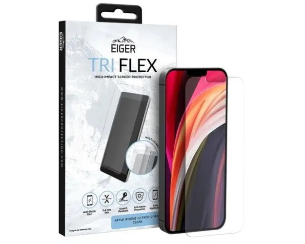 Folie Protectie Sticla Eiger EGSP00630 pentru iPhone 12 / 12 Pro (Transparent)