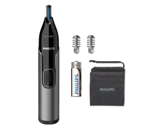 Trimmer pentru nas si urechi Philips NT3650/16, Lavabil (Negru/Gri)