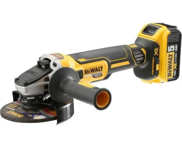Polizor unghiular profesional cu motor fara perii pe acumulator DeWalt DCG405P2, 18 V, 125 mm diametru disc, acumulator, incarcator