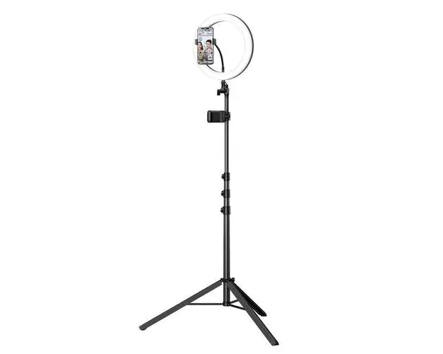 Trepied Extensibil Selfie Light Ring Mcdodo TB-7970, max 200 cm, lumina led, telecomanda pe fir (Negru)