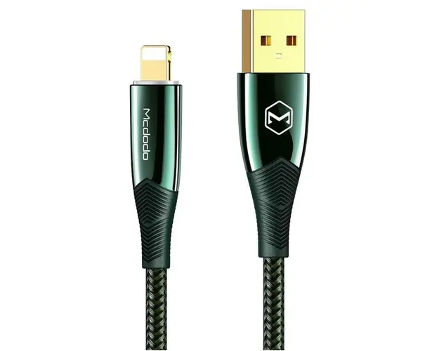 Cablu de date Mcdodo Shark Series CA-8065, Lightning, 1.8 m, 3 A, LED indicator (Verde)