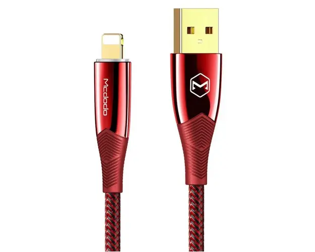 Cablu de date Mcdodo Shark Series CA-8064, Lightning, 1.8 m, 3 A, LED indicator (Rosu)