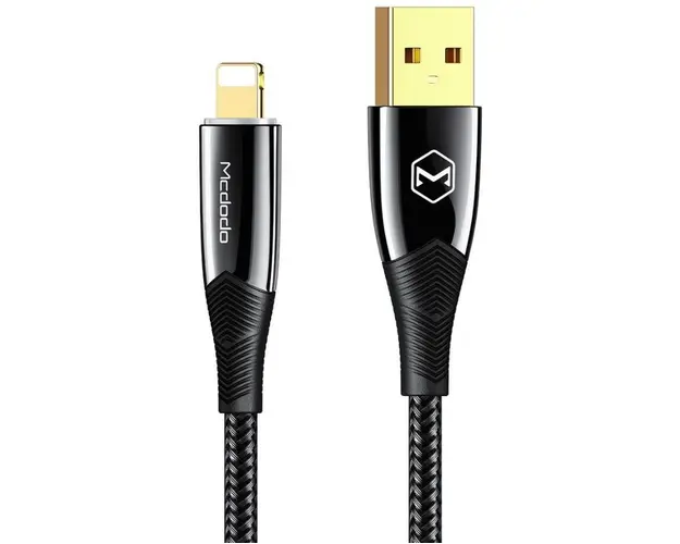Cablu de date Mcdodo Shark Series CA-8063, Lightning, 1.8 m, 3 A, LED indicator (Negru)