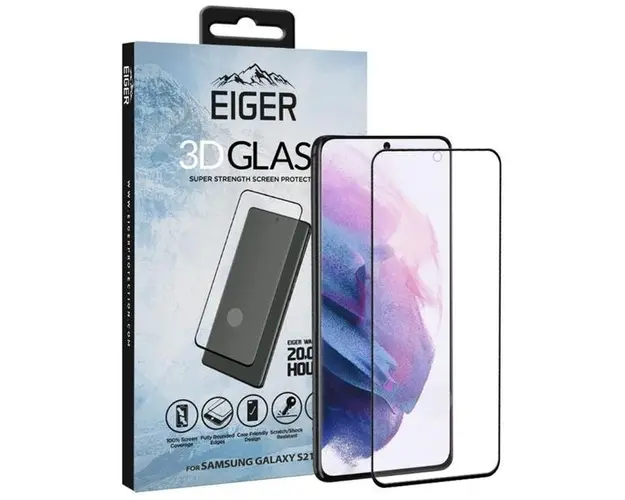 Folie Protectie Sticla Temperata Eiger 3D Case Friendly EGSP00698 pentru Samsung Galaxy S21 Plus (Transparent/Negru)