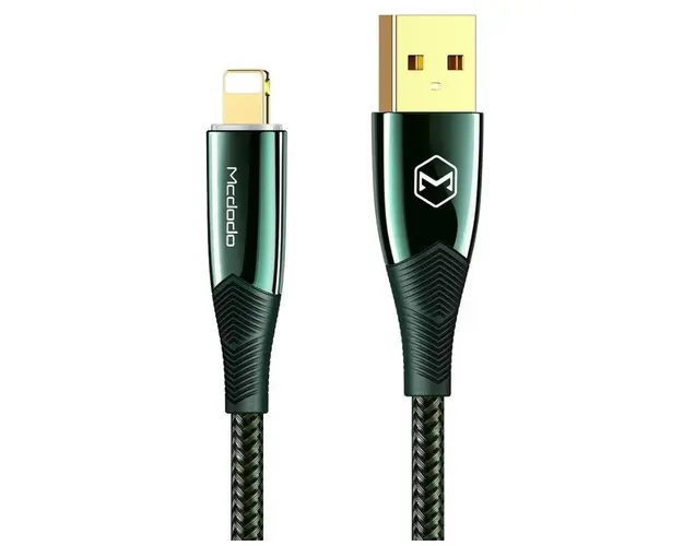 Cablu de date Mcdodo Shark Series CA-8062, Lightning, 1.2 m, 3 A, LED indicator (Verde)