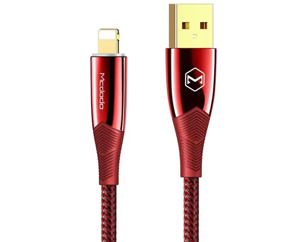 Cablu de date Mcdodo Shark Series CA-8061, Lightning, 1.2 m, 3 A, LED indicator (Rosu)