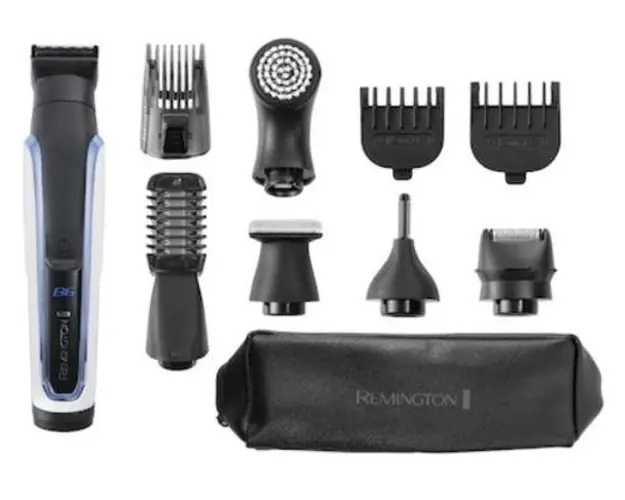 Aparat de tuns barba si parul 10 in 1 Remington Graphite Series G6 PG6000, Lame din Grafit cu auto-ascutire, 100% rezistent la apa (Alb/Negru)