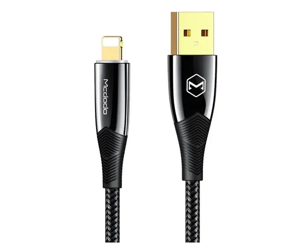 Cablu de date Mcdodo Shark Series CA-8060, Lightning, 1.2 m, 3 A, LED indicator (Negru)