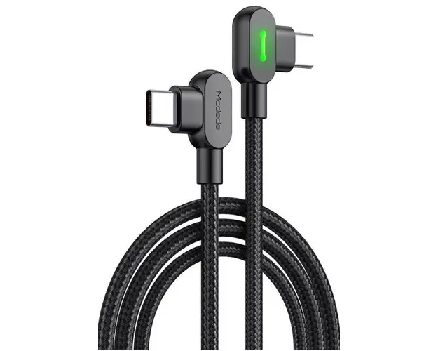 Cablu de date Mcdodo Button Series CA-8081, PD, USB Type-C - USB Type-C, 2 m, 3 A, QC 4.0, LED indicator (Negru)