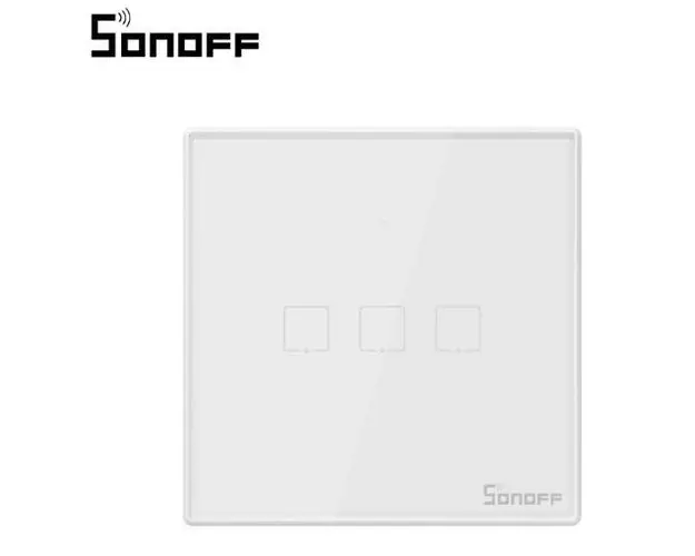 Intrerupator inteligent triplu cu touch Sonoff T2EU3C, Wi-Fi + RF (Alb)