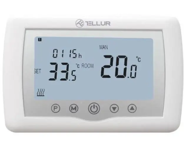 Termostat Smart Tellur WiFi, pentru centrala cu Gaz, Universal, Aplicatie (Alb)