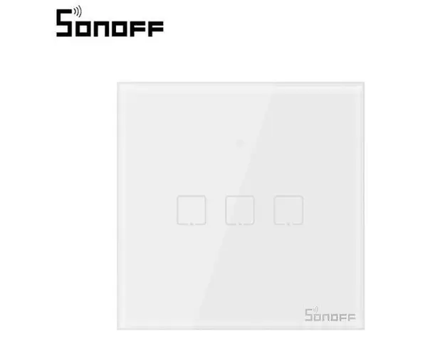 Intrerupator inteligent triplu cu touch Sonoff T0EU3C, Wi-Fi (Alb)