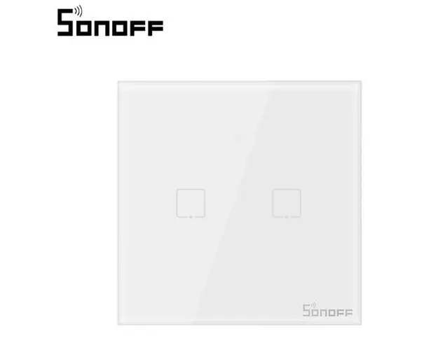 Intrerupator inteligent dublu cu touch Sonoff T0EU2C, Wi-Fi (Alb)