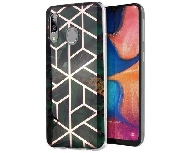 Protectie Spate Lemontti Plating Marble Pattern Soft EDA00304211C pentru Samsung Galaxy A20e (Verde)