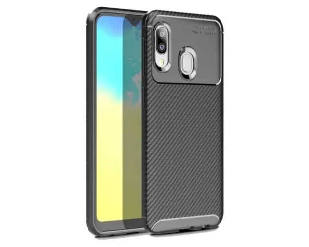 Protectie Spate Lemontti Carbon Fiber SAS7160B pentru Samsung Galaxy A20e (Negru)