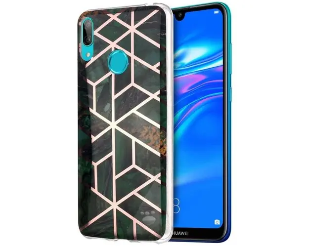 Protectie Spate Lemontti Plating Marble Pattern Soft EDA00304110C pentru Huawei Y7 (2019) (Verde)