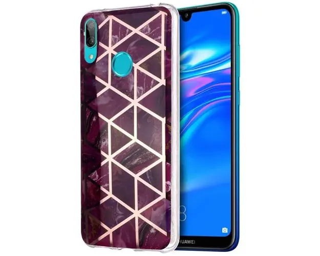 Protectie Spate Lemontti Plating Marble Pattern Soft EDA00304110D pentru Huawei Y7 (2019) (Mov)
