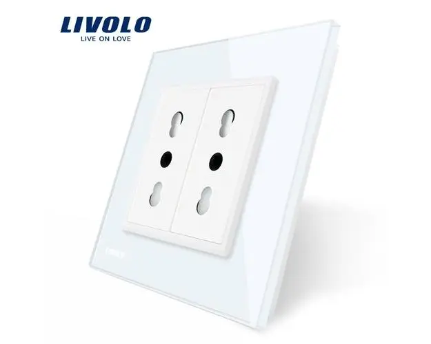 Priza dubla Livolo VL-C9-C2IT-11, 16A (Alb)