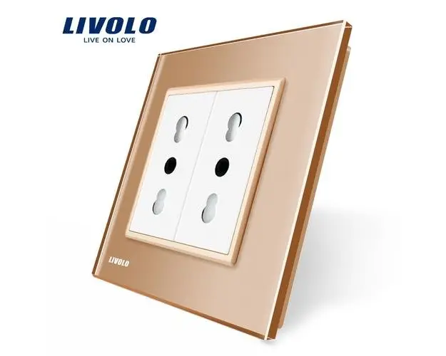 Priza dubla Livolo VL-C9-C2IT-13, 16A (Auriu)