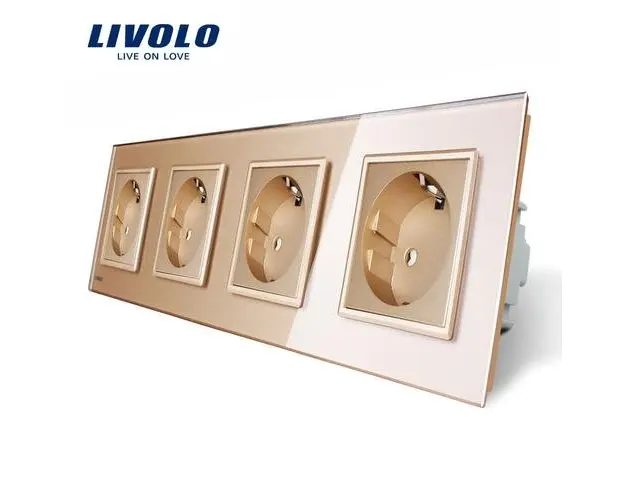 Priza cvadrupla Livolo VL-C7C4EU-13, 16A, 100-250V (Auriu)