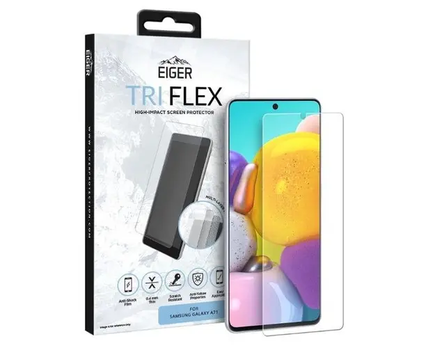 Folie Protectie Eiger Clear Tri Flex EGSP00646 pentru Samsung Galaxy A71 (Transparent)