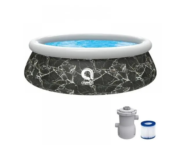 Piscina JILONG cu pompa Black Marble Pattern, 300 cm x 76 cm, 3683L