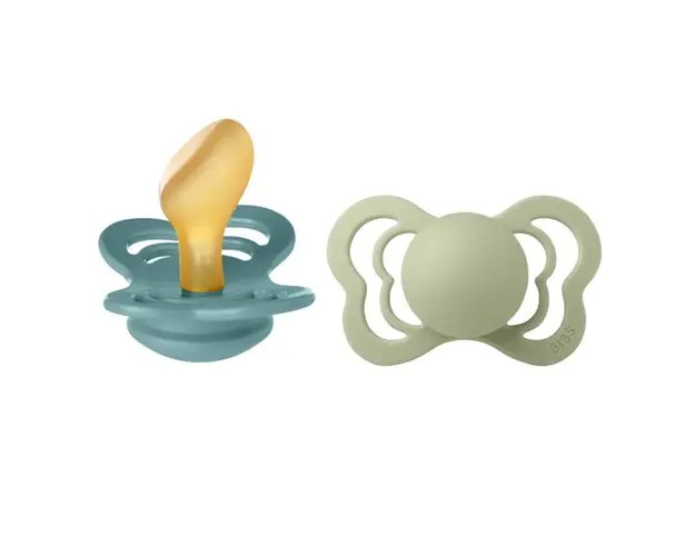 Set 2 suzete Couture Latex BIBS, tetina anatomica, 6 luni +