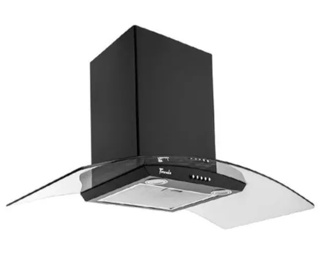 Hota decorativa Tornado Eva 1200 (90), 1 Motor Turbo, 3 Viteze, 1200 m3/h, Filtru anti-grasimi, Clasa C, 90 cm (Negru)