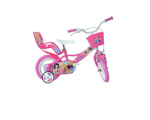 Bicicleta copii Dino Bikes Printese, roti 12inch, roti ajutatoare (Roz)