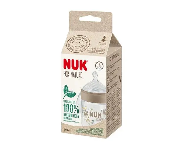 Biberon Nuk for Nature PP 260 ml, Control Temperatura, Tetina Silicon M, Crem
