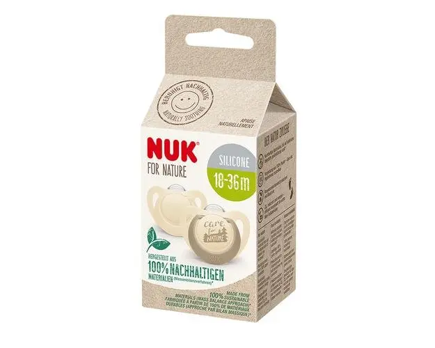 Suzeta Nuk for Nature Silicon M3, 18-36 luni, Set 2 Bucati, Crem