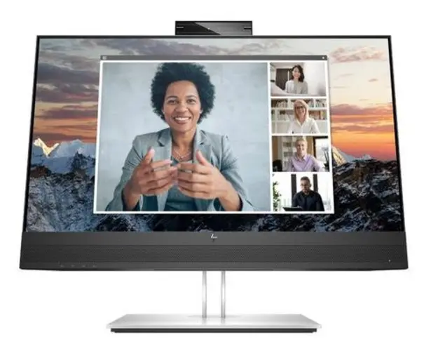 Monitor IPS LED HP 23.8inch E24m G4, FHD (1920 x 1080), VGA, HDMI, DisplayPort, Boxe, Camera Web 5 Mpx, Microfon, Pivot (Negru/Argintiu)