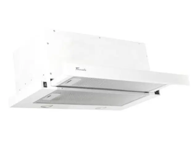 Hota incorporabila telescopica Tornado Storm 1200 (60), 1 Motor, 3 Viteze, 1200 m3/h, Filtru anti-grasimi, Clasa C, 60 cm (Alb)
