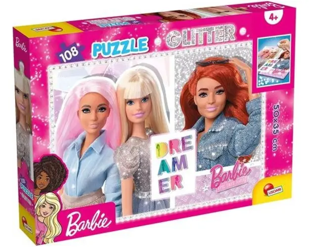 Puzzle GLITTER Barbie - Cele mai bune prietene (108 de piese)