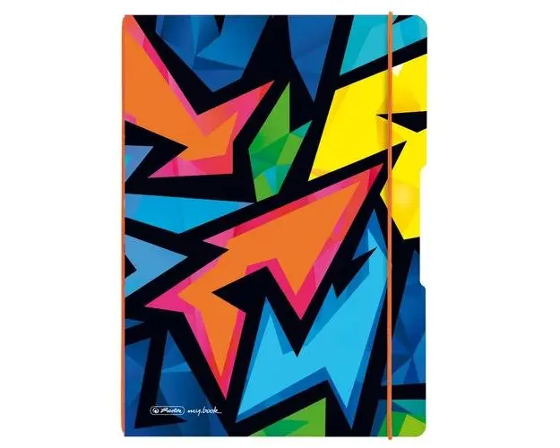 Caiet my.book flex A4, 2x40 file, dictando+patratele, motiv Neon Art