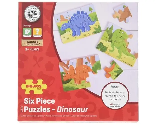 Set 3 puzzle din lemn BigJigs Dinozauri BJ816