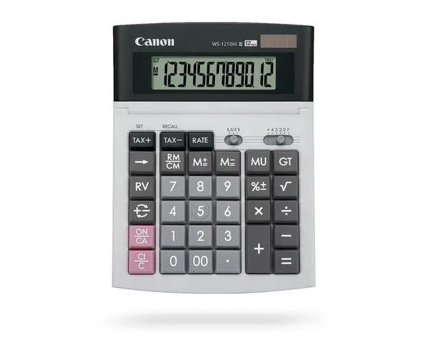 Calculator birou Canon WS-1210THB, 12 digiti, display LCD, alimentare solara si baterie, tastatura inchit touchinch