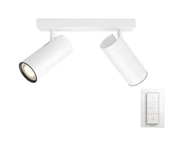 Spot luminos Philips HUE Buratto, LED, GU10, 2 x 5.5W (25W), 230V, lumina alba rece 6500K, 250 de lumeni, durata de viata 15.000 de ore, clasa energetica A+, IP20, variator wireless