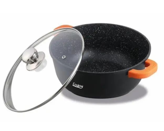 SEMIOALA ALUMINIU TURNAT+CAPAC , 24 cm x 11.5 cm , 4.4 L, DARK LINE, COOKING BY HEINNER