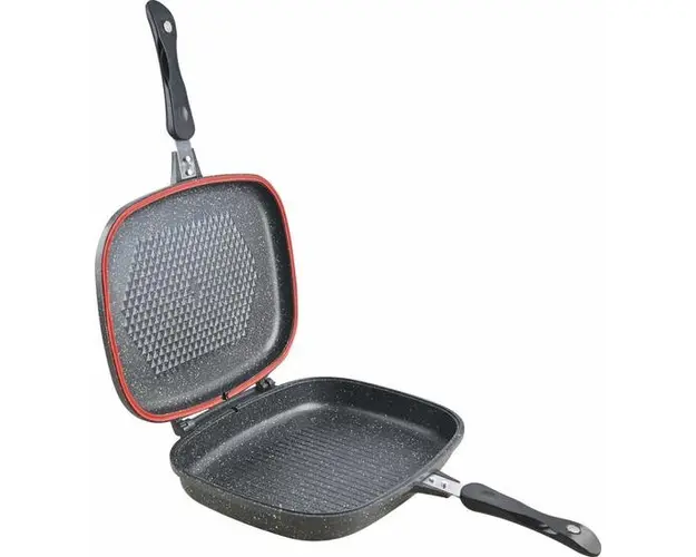 TIGAIE DUBLA DREPTUNGHIULARA TIP GRILL, ALUMINIU, 32x24x7.5 CM, EASY COOK GRAY, COOKING BY HEINNER